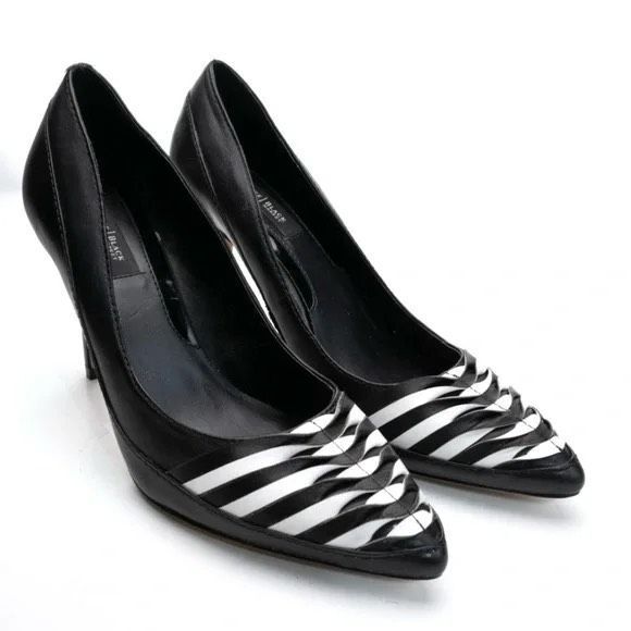 WHBM Scarlett‎ Woven Leather Heels – Black & White – Size 6.5M – Boxed – $135 - Picture 1 of 13